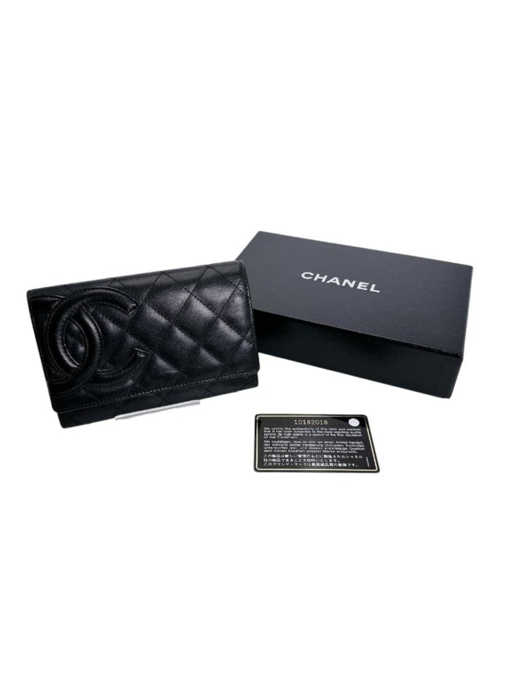 Chanel Cambon Line Wallet Quilted Bifold Black